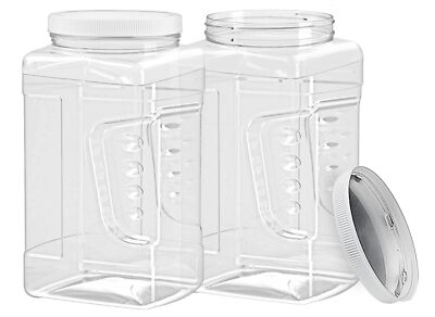 ljdeals 1 Gallon Clear Plastic Storage Containers Grip Jars, Wide Mouth Square C