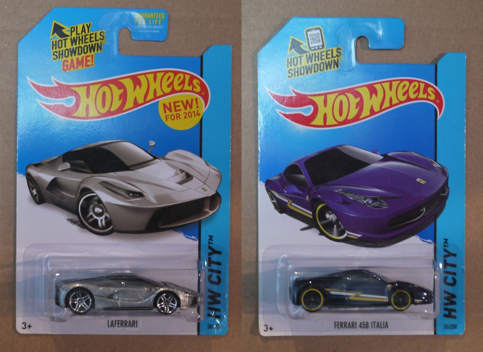 Hot Wheels LaFerrari Silver Ferrari 458 Italia Blue HW City