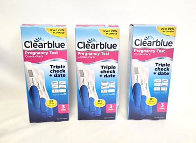 LOT OF 3 NEW, CLEARBLUE Pregnancy Test Combo Pack 3 Tests - EXP DATE: 2026-10-31