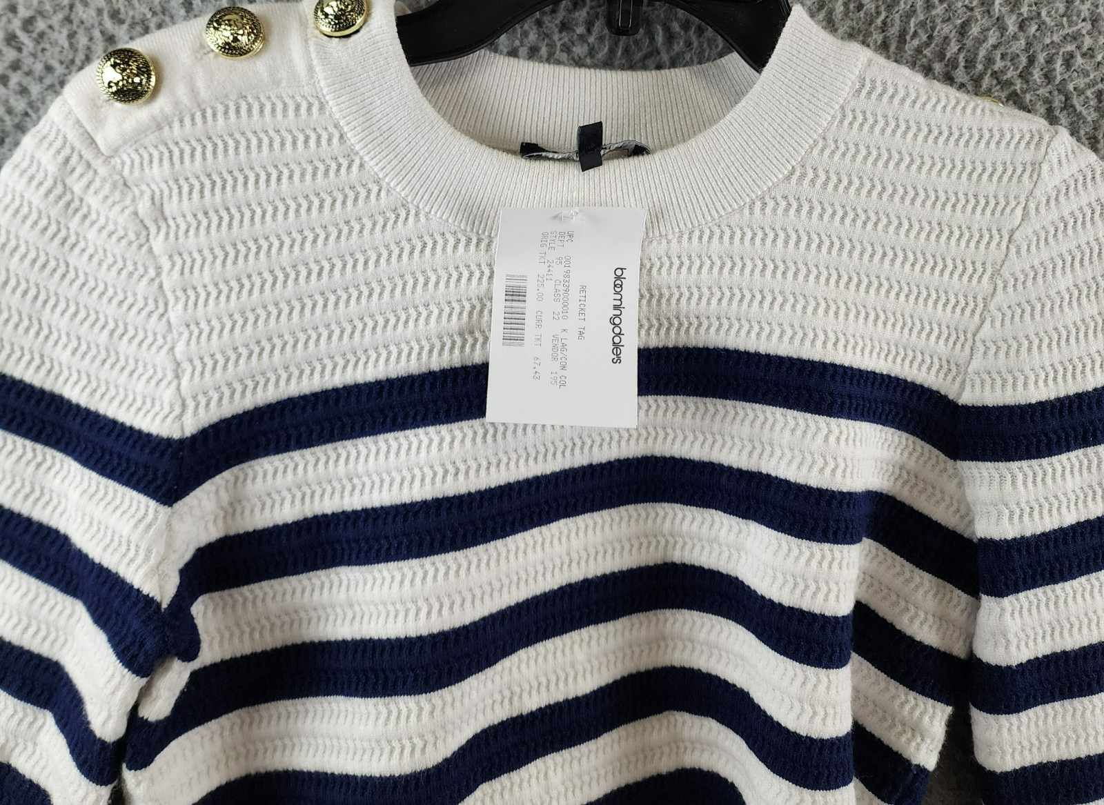 Generation Love Janice Cropped Sweater Women's S White/Navy Striped Long Sleeve - Picture 4 of 14