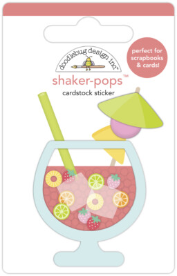 Doodlebug Stickers Shaker-Pop 3D Fruit Cocktail Umbrella Straw Ice Cubes Fruit
