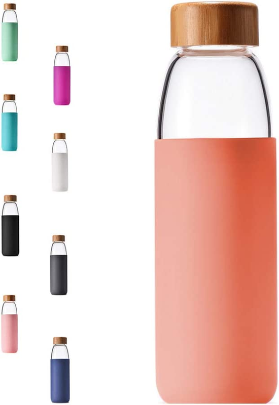 S 18 Oz Borosilicate With Bamboo Lid Bpa-free Non-slip Dahlia