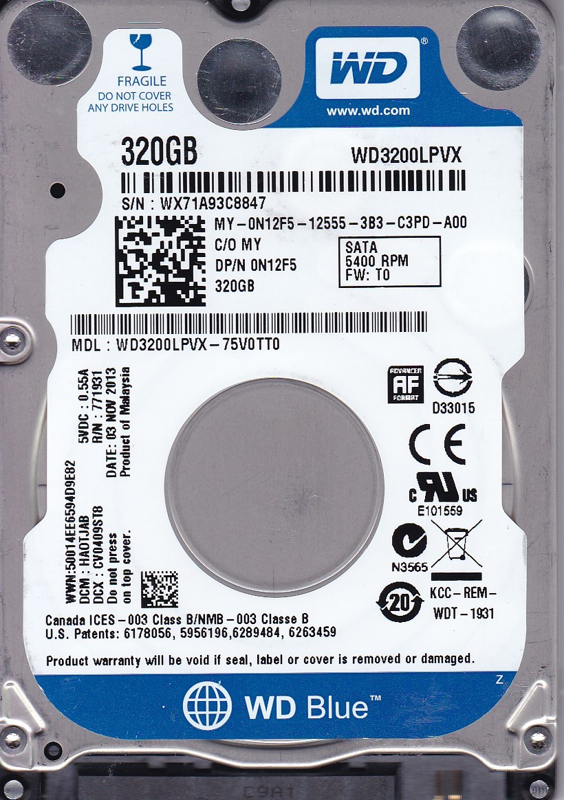 PCパーツ Western Digital wd3200lpvx-75?V0tt0?320?GB DCM : ebktjab Western Digital Blue WD3200LPVX-75V0TT0 dcm: HAOTJAB 320GB