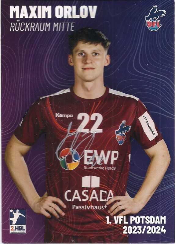 Autogramm Maxim Orlov Handballspieler Originalunterschrift