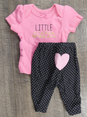 Baby Girl Clothes Nwot Child Mine Carter's Preemie Little Sister 2pc Outfit