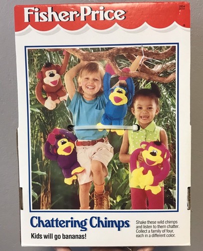 1994 Fisher Price Chattering Chimps In Box Puffalump Plush Brown