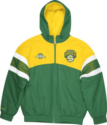 Pre-owned Mitchell & Ness Seattle Supersonics Nba Team Prospect Heavyweight Jacket Green In Multicoloured
