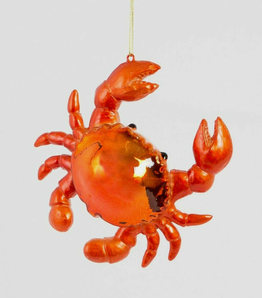 Krabbe orange Krebs Figur Anhänger Weihnachtsanhänger Christbaum Meerestier 