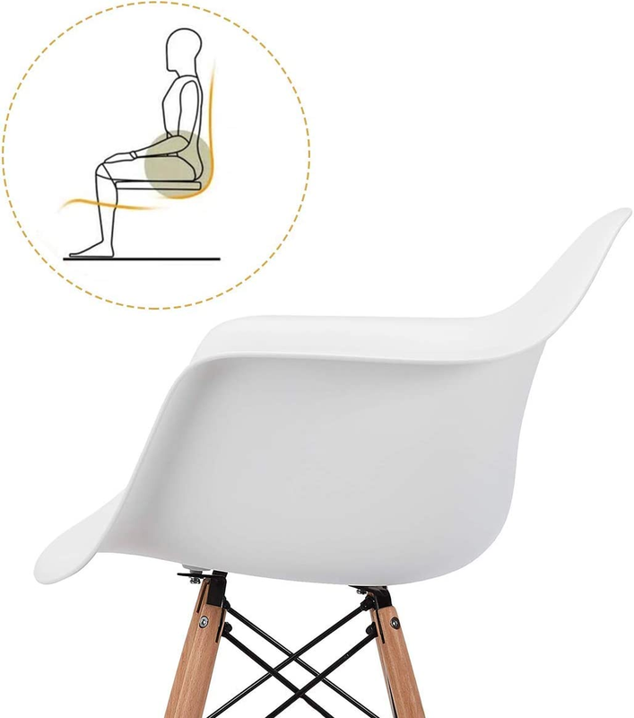 Natural Wood Legs Mid Century Modern DSW Molded Shell Lounge Plastic Arm Chair f