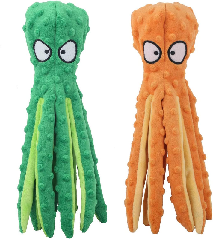 Dog Squeaky Toys Octopus - No Stuffing Crinkle Plush Toys for ...