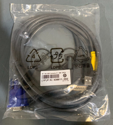 NEW & Genuine HP 1X4 KVM Console 6' USB Cable 438611- 002