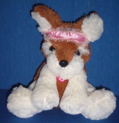 Barbie Sleepover Dog Pup Brown White Moves Head Barks Sleeping Mask and Collar