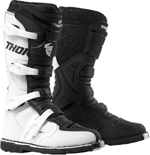 Blitz XP Dirt Bike Boots - Black & White MX Sole Men's Size 7 Thor 3410-2173