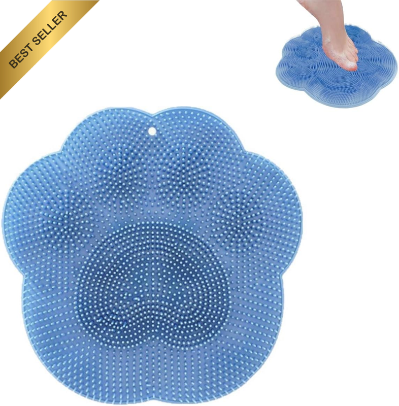 Shower Foot Wash Pad with Anti-Slip Suction Cup, Silicone Foot Wash Brush for Cl