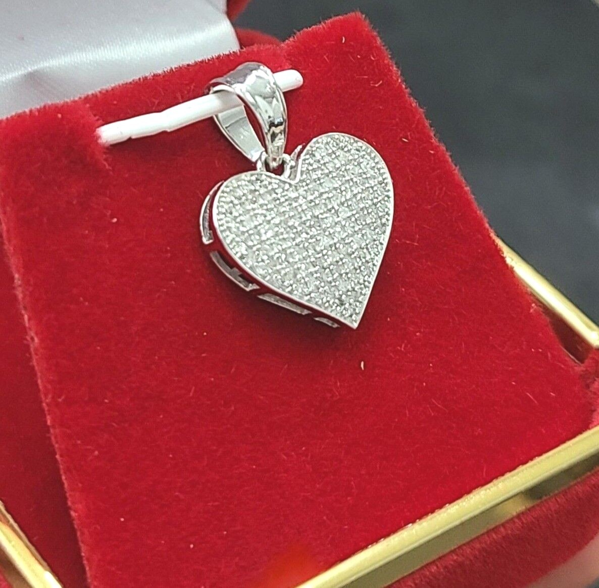 Pre-owned Handmade Deal 0.25ct Genuine Natural Round Diamond Heart Pendant Charm 10k Gold 20mm In I