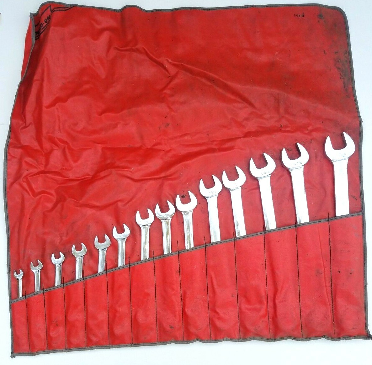 Snapon Tools Used 14 Piece Sae. Combination Wrench Set Oex714kb 3/8 To