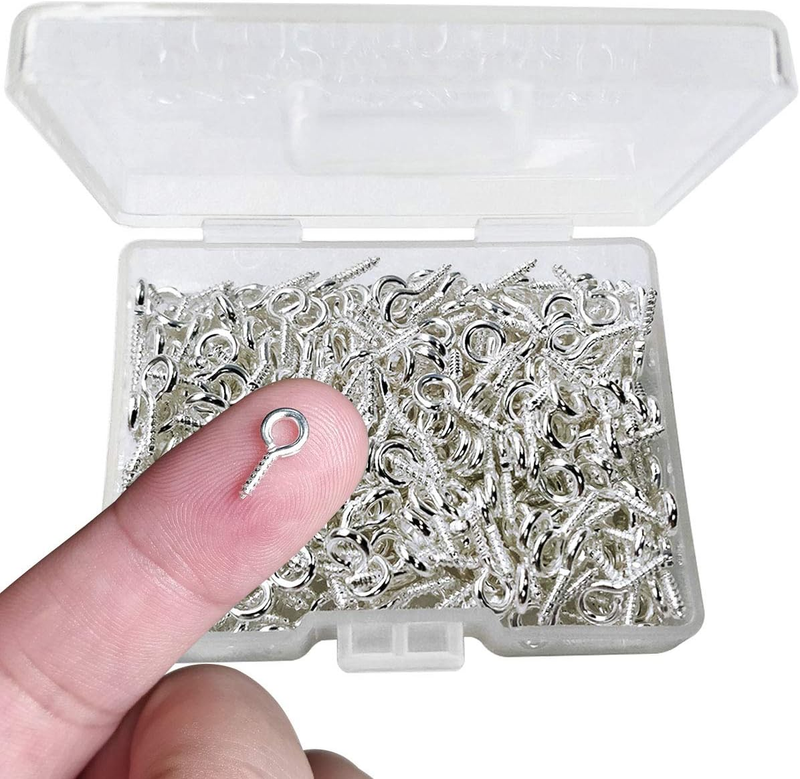 300PCS Small Screw Eye Pins,10 x 5mm Eye pins Hooks,Mini Screw Eye Pin Peg for A