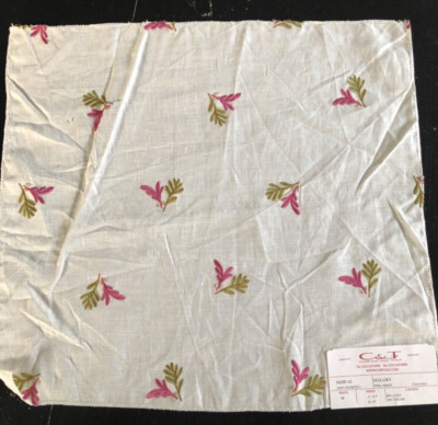 JANE CHURCHILL Malory in Pink, Green 16 x 17 1/2'' Linen Floral Fabric Sample