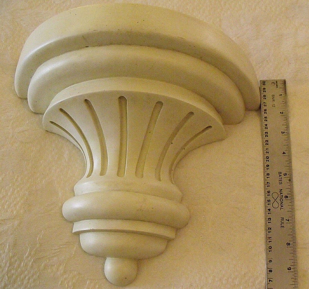 Vtg Shabby Creamy White 1/2 Round Column Wall Shelf Heavy Molded Plastic '99 ABC