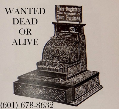 OLD/ORIG/RARE Sm Bronze National Mdl 211 / 216 Candy Store Cash Register Sign