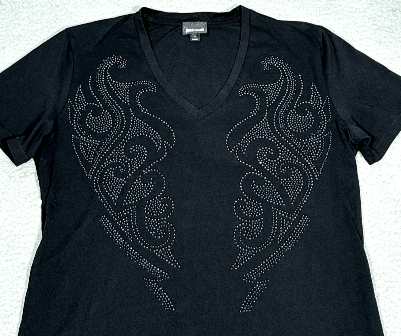 Just Cavalli Top shirt womens Medium Black Short sleeve