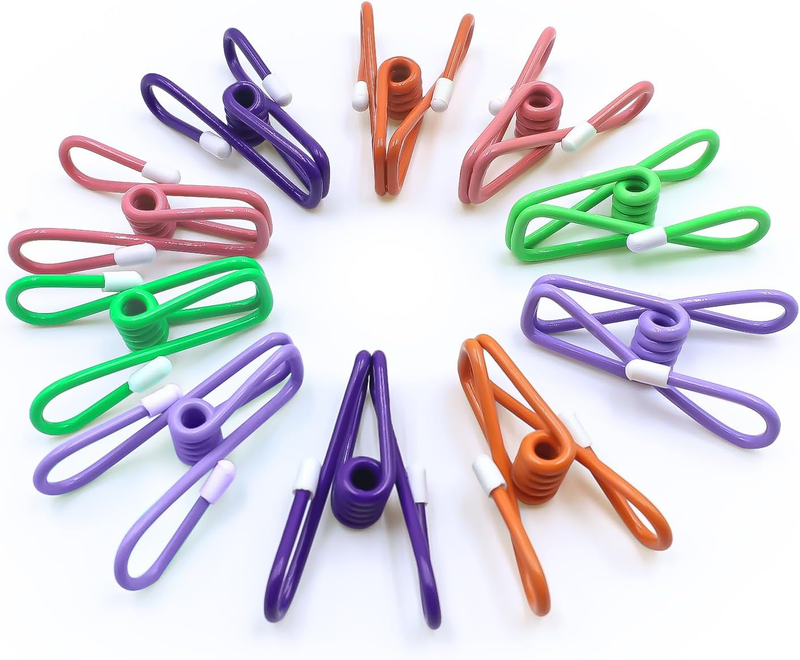 Chip Clips, 10 Pack Colorful Metal Chip Bag Clips with Rubber Caps Pvc-Coated Strong Spring Steel Clip for Food Package, Chips Bag, Snack, Clothes Pins, Paper, 5 Random Colors 2.2 Inch