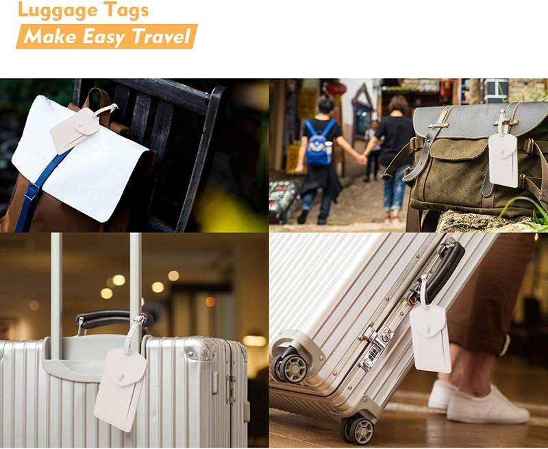 Kevancho Leather Luggage Tags for Men Women, Suitcase Labels Baggage Bag Tag ID