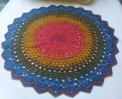 Handmade Crochet Multi Color Mandala Small Rug 24