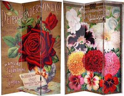 Oriental Furniture 6 Ft. Tall Double Sided Flower Seeds Canvas