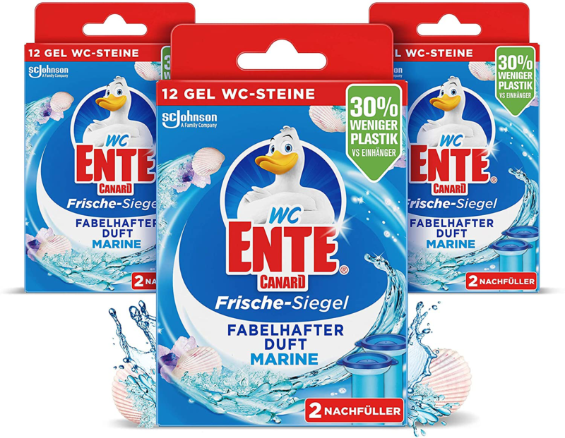 WC-Ente Frische-Siegel Nachfüller, körbchenloser WC-Reiniger, 3 x 12 Gel WC-Stei
