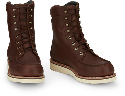 Pre-owned Chippewa Mens Edge Walker 8in Waterproof Wedge Briar Haystack Leather Work Boots
