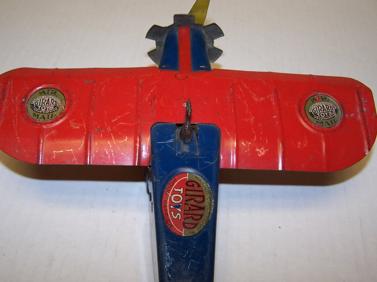 1920's Girard Tin Wind Up High Wing Airplane Monoplane 13