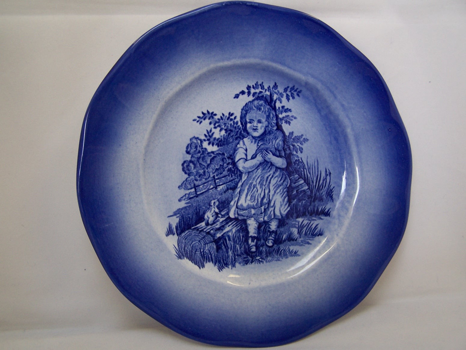 Rare Les Enfants, Antique Flow Blue Plate, Ironstone, Staffordshire, Eng.,8 1/2