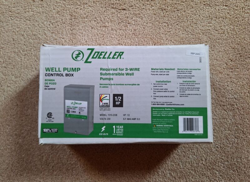 Zoeller 1010-2336 Well Pump Control Box 1/2HP 3 Wires  SHIPS FAST