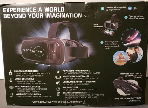 ReTrak Utopia 360° Virtual Reality 3D Headset & Bluetooth Controller Free Ship