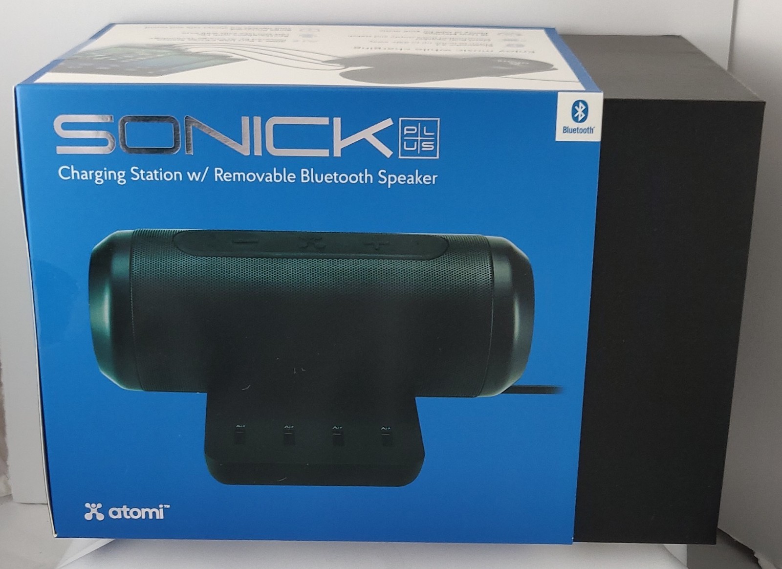 Atomi Sonick Plus Portable Charger Hub with Removable Bluetooth Speaker Black