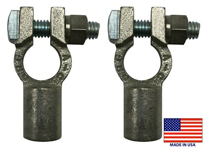 (2) Universal 4 AWG Straight Barrel Top Post Battery Terminal Welding Cable Ends
