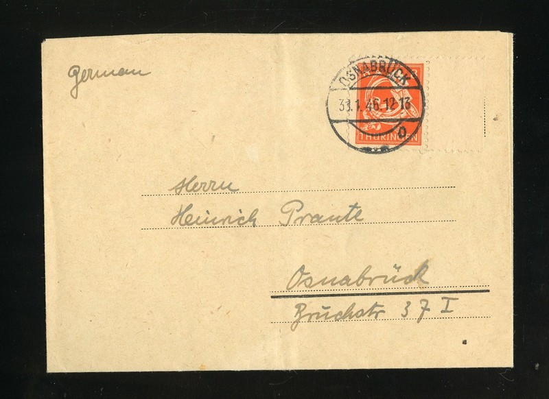 Sbz Nr.96ax Falt-Brief OsnabrÃCk 31.1.1946 - Fremdentwertung (960786)
