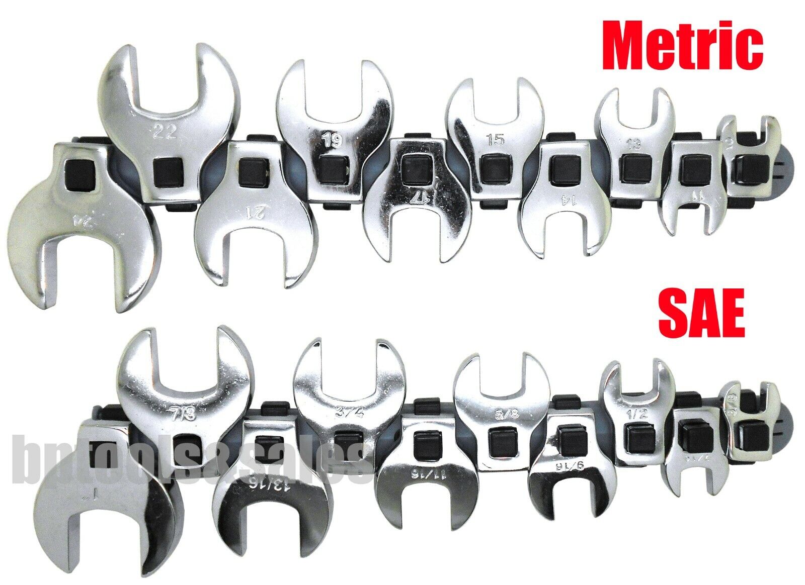 20pc 3/8" DRIVE CROWFOOT WRENCH SET WITH HOLDER (SAE & METRIC)