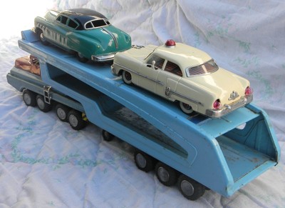 ANTIQUE RARE TIN LITHO  MARUSAN ELECTROMOBILE  SSS INTERNATIONAL TRUCK JAPAN