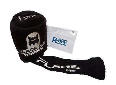 Vintage Black Cat Golf Titanium Lynx Flare Unifiber #1 - Club Cover + Rbag Pouch