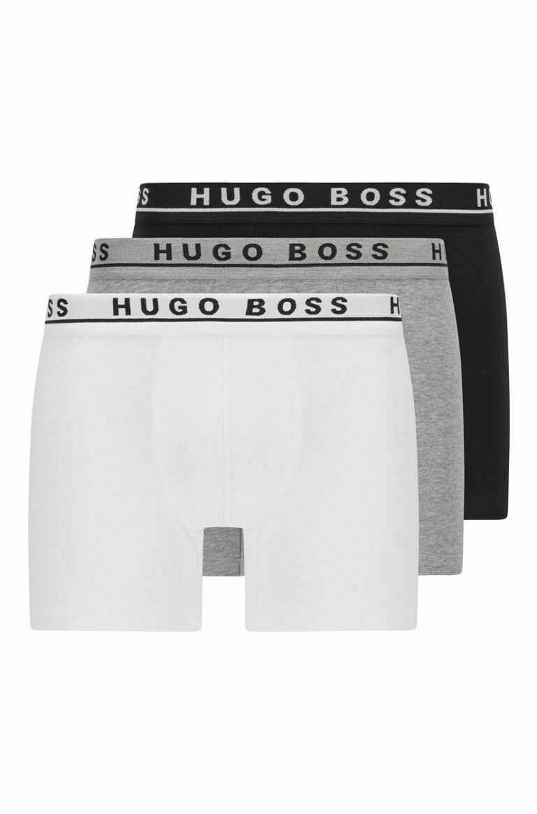 HUGO BOSS｜ (Three-pack of Stretch-Cotton Long Boxer Br BOSS - Three-pack of stretch cotton boxer briefs - Patterned