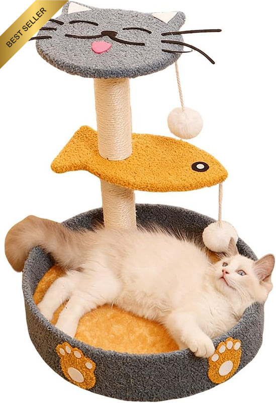 Cat Scratching Post Sisal Scratcher Tree House with Toys Blue | Sisal Cat Scratc