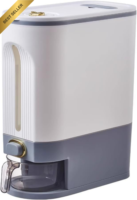 Rice Dispenser, Large Dry Food Storage Container,22Lbs Rice Container with Measu