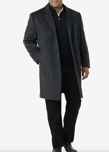 Pre-owned London Fog Signature Men's Wool Blend Coat Dark Charcoal Sz 48r In Gray