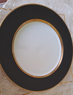 Fitz and Floyd Dinner Plates Set of 4  Black And Buff Original Packaging.