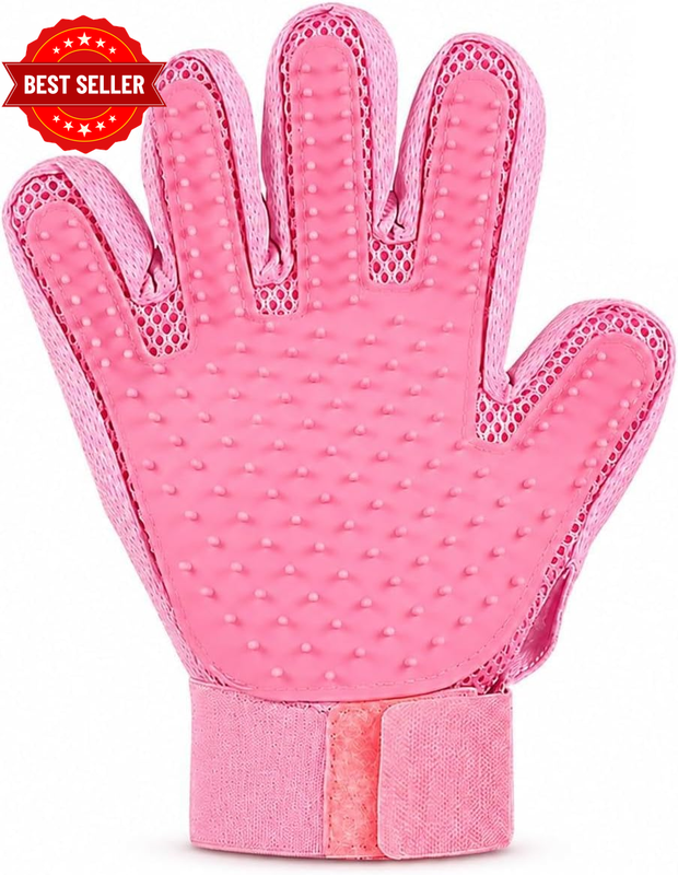 Pet Grooming Gloves, Double-Sided Shedding & Massage Mitt for Dogs Cats, Gentle