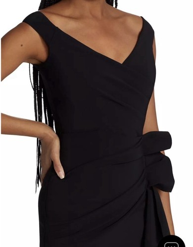 Pre-owned Chiara Boni La Petite Robe Silveria Ruffle Peplum Maxi Gown In Black