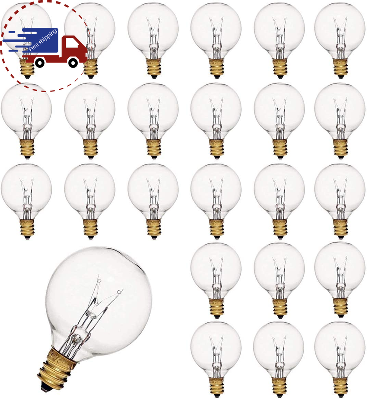 25 Pack G40 Clear Globe Bulbs, 1.5 Inch Night Vintage Light Bulbs for Patio Back