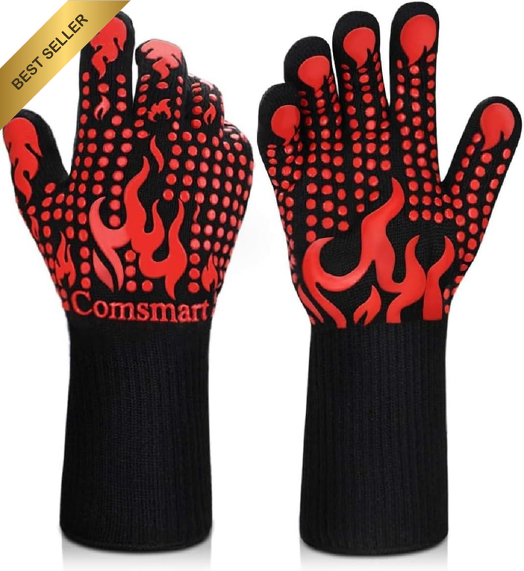 BBQ Gloves, 800℃ Degree F Heat Resistant Grilling Gloves Silicone Non-Slip Oven